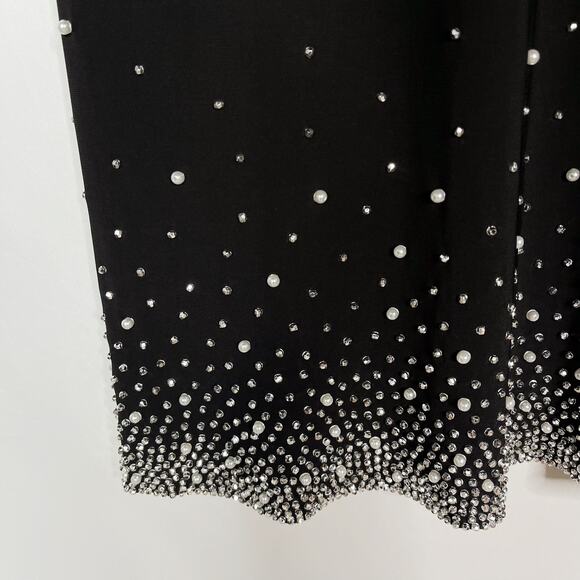Dressbarn Medium Black Sequin Rhinestone Cold Shoulder Sheath Dress Short Sleeve - Picture 5 of 10